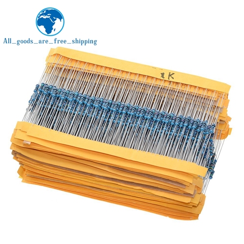 TZT 100pcs  1/4W 1R~22M 1% Metal film resistor 100R 220R 1K 1.5K 2.2K  4.7K 10K 22K 47K 100K 100 220 1K5 2K2  4K7 ohm resistance ► Photo 1/2