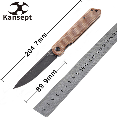 Kansept Prickle T1012A5 Pocket front Front Flipper Knife 3.53'' 154CM Brown Micarta Handle Tactical Camping Folding Knife ► Photo 1/6