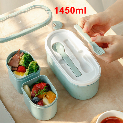 1450ML lunch box high food container eco friendly bento box  lunch japanese food box lunchbox meal prep containers wheat straw ► Photo 1/6