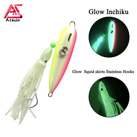 AS Inchiku Slow Jig Bottom Ship Luminous Fishing Lures Metal and Octopus Skirt Squid Bait Assist Hook 100g 120g 150g 200g 250g ► Photo 1/6