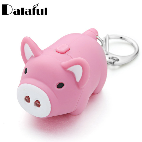 1Pc Cartoon Pig Led Keychains with Sound Flashlight Creative Kids Toys Key Rings Chians Jewelry Child Gift K380 ► Photo 1/6