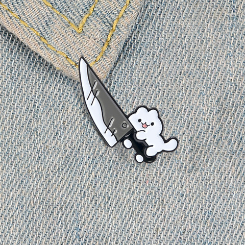 Creative Cartoon Exquisite Personality Fashion Cat Knife Funny Dagger Cat Brooch Clothing Cowboy All-match Badge For Men Women ► Photo 1/6