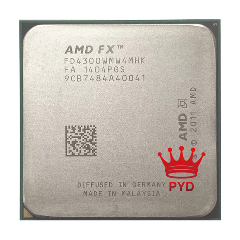 AMD FX Series FX4300 3.8GHz Quad-Core CPU Processor FX 4300 FD4300WMW4MHK 95W Socket AM3+ ► Photo 1/2