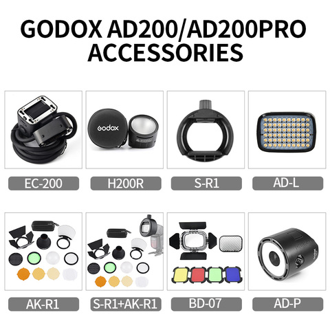 Godox S-R1 AK-R1 BD-07 H200R EC-200 AD-P AD-L Flash Speedlight Adapter,Barn Door,Snoot,Color Filter Reflector For AD200 PRO ► Photo 1/6