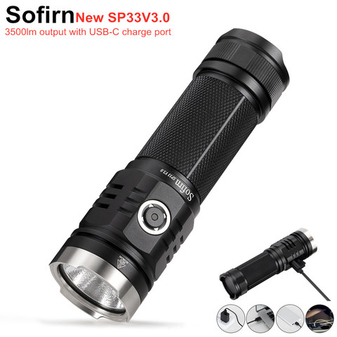 Sofirn SP33V3.0 3500lm Powerful LED Flashlight  Type C USB Rechargeable Torch Light Cree XHP50.2 with Power Indicator ► Photo 1/6