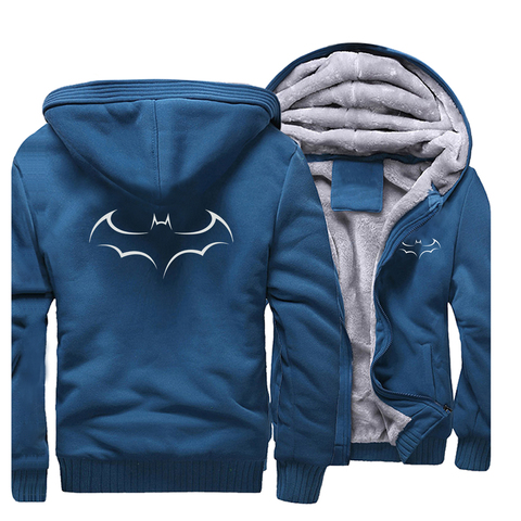 Batman Print Sweatshirt Fleece Warm Male Clothing 2022 Winter Mens Thicken Hoodies Harajuku Streetwear Brand Jacket Casual Coat ► Photo 1/6