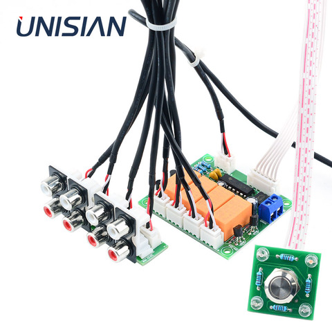 UNISIAN Audio Switch Input Selection board Relay 4-way sound Signal Input 1 way output button Selector Switching for amplifer ► Photo 1/6