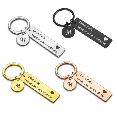 Drive Safe Keychain A-Z 26 Initials Lettering Men Women Boyfriend Husband Key Chain Birthday Chritsmas Father's Day Gifts ► Photo 1/6