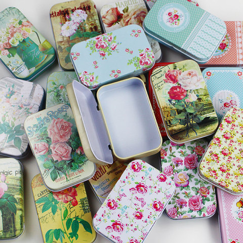 12 pc/lot   Middle size carton cover Iron tin card metal case / can/square box / /coin ornaments sewing goods storage gift box ► Photo 1/5
