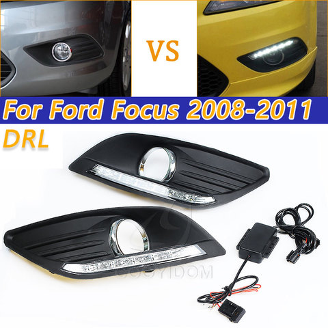 COOYIDOM For Ford Focus 2 mk2 2008 2009 2010 2011 front Driving Lamp Foglight Daytime Running light Drl White 12V Car led drl ► Photo 1/6