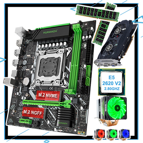 HUANANZHI X79 6M motherboard bundle CPU Intel Xeon E5 2620 V2 with 6 heatpipes cooler RAM 32G(2*16G) RECC video card GTX750TI 2G ► Photo 1/6