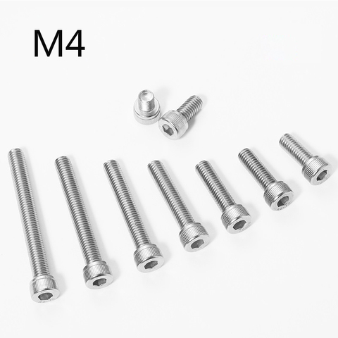 M4 304 Stainless Steel Hex Socket Screw M4*5 6 8 10 12 22 25 30 35 40 45 75 80mm Hexagon Socket Head Cap Bolt M4 Nut and Washer ► Photo 1/5