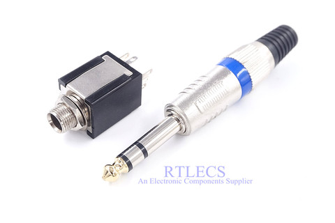 1 Piece 6.35mm 3 Pole Plug TRS 1/4