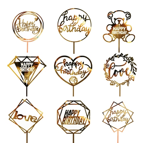 Happy Birthday Cake Topper Acrylic Letter Cake Toppers Party