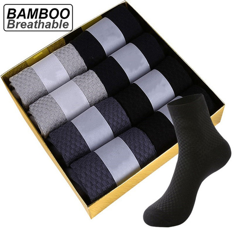 ZTOET Brand Men's Bamboo Fiber Socks New Black Business Breathable Deodorant Compression Socks Men Long Socks Big Size EU38-48 ► Photo 1/6