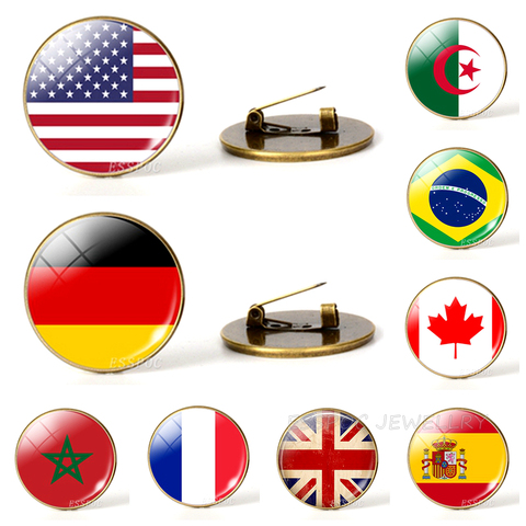 Country World Flags Brooch Pins National Flag Brooches America USA US Canada England Spain Russia Netherlands Italy Jewelry ► Photo 1/6