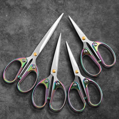 1Pc Color Titanium Stainless Steel Vintage Scissors Sewing Scissors for Needlework Tailor Shears Fabric DIY Tool  Cutter ► Photo 1/5
