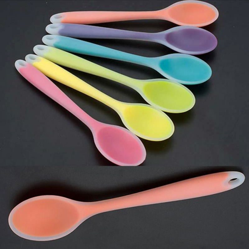 Silicone Ladle Soup Spoon Non-stick Curved Handle Unbreakable Round Scoop  for Dinner Creative Kitchen Utensils Tableware Spoon - AliExpress