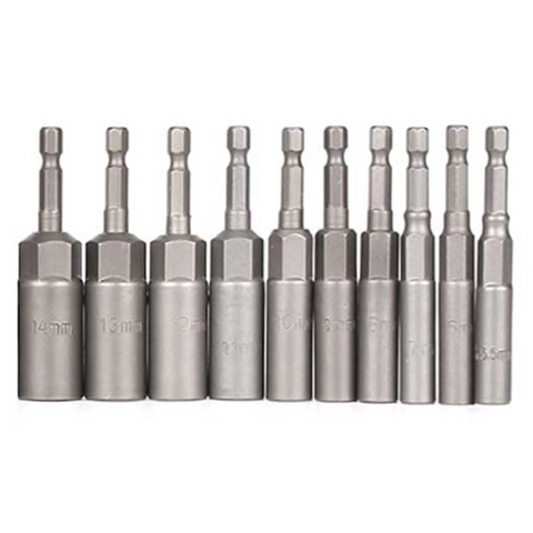 10Pc 1/4 Inch Wrench Hex Bit Socket Set Deep Long 1/2 Inch Impact Drill Socket Adapter Drill Bits ► Photo 1/6