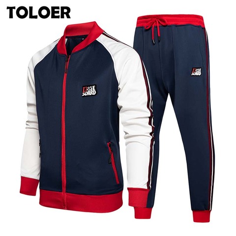 Men's Sportswear New Spring Autumn 2 Piece Sets Sports Suit Jacket+Pants Sweatsuit Male Print Clothing Men Tracksuit Size S-5XL ► Photo 1/6