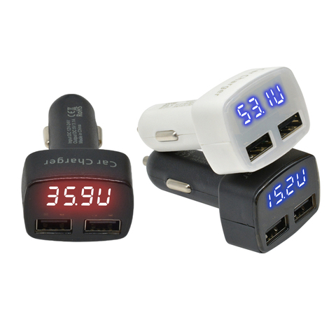 4 in 1 LED Digital Voltmeter Ammeter Thermometer DC 5V 3.1A Dual USB Universal Car Charger Voltage Current Temperature Meter ► Photo 1/6