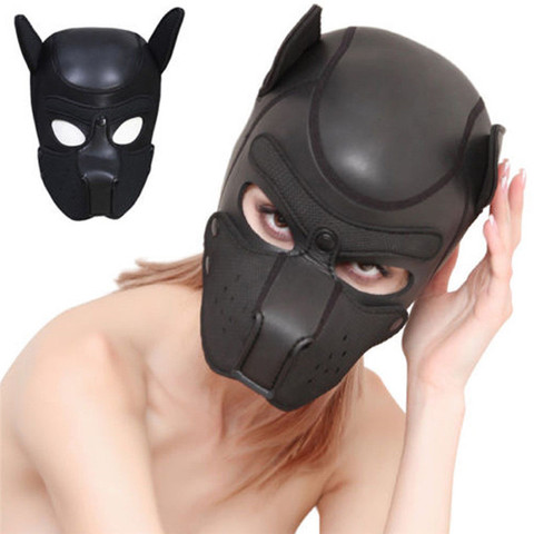 Padded Latex Rubber Role Play Dog Mask Party Mask Puppy Cosplay Full Head with Ears 4 Party Mask ► Photo 1/6