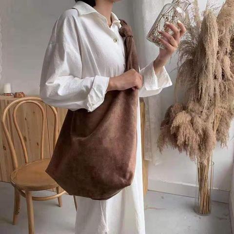 Retro women bag Casual shoulder bag suede shopping bag Large-capacity handbag BW01-SB-xxbdfg ► Photo 1/6