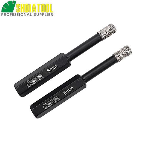 SHDIATOOL 2pcs Dia 6mm Vaccum Brazed Diamond Drilling Bits Stone Porcelain/tile Drill Bits Masonry Hex Shank Dry hole saw ► Photo 1/6