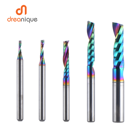 1pc AAAAA single flute Carbide spiral end mill 3.175 ,4 ,5 ,6 mm spiral aluminum mill CNC 3D engraving woodworking Acrylic DLC ► Photo 1/6