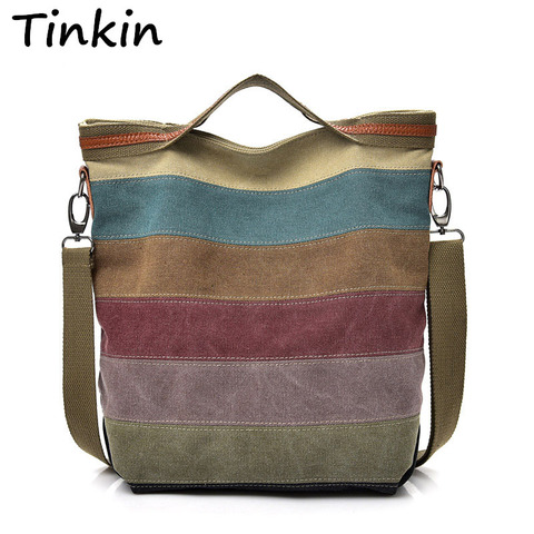 Tinkin Casual Women Canvas Shoulder Bag Simplicity Female Handbag Soft Medium Size Messenger Bag for Teenagers ► Photo 1/6
