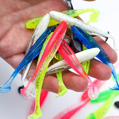 5Pcs/lot Easy Shiner Soft Fishing Lure 5.5cm -7.5cm 1g -2.4g Artificial Soft Bait Silicone Double Colors Carp Artificial Bait ► Photo 1/6