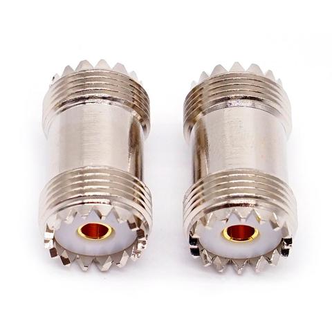 2PCS UHF PL-259 SO-239 Female To UHF Female Jack RF Straight Connector Adapter Nickel Plate ► Photo 1/4