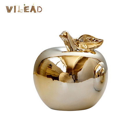 VILEAD Ceramic Apple Figurines Christmas Fruit Decoration Golden Apple Model Ornaments Figurines Props Home Decor on the Shelf ► Photo 1/6