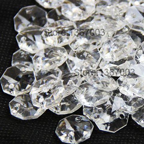 50pcs Beads 14mm + 50pcs rings 11mm Acrylic Crystal Prisms Octagonal Beads Lamp Chandelier Parts for Pendant Decoration ► Photo 1/5