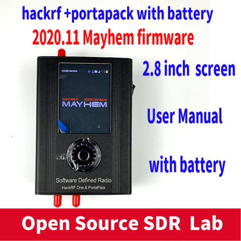 PORTAPACK with 2022.11 Mayhem firmware flashed+HACKRF ONE 1MHz to 6GHz SDR Software De+1000mAH Battery + 2.8Touch LCD ► Photo 1/4