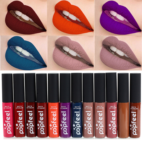 Brand Makeup Waterproof batom Tint Lip Gloss Red Brown Nude Long Lasting Popfeel Brand Liquid Matte Makeup Lipstick ► Photo 1/6