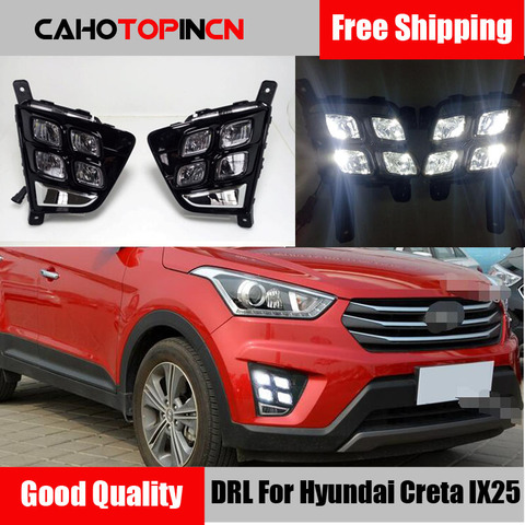 1 set For Hyundai Creta IX25 2014 2015 2016 LED DRL Daytime Running Lights 12V ABS Fog Lamp Cover Car- styling ► Photo 1/5