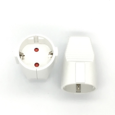 White 250v 16a Male Female Assembly Receptacle connector french Russia Korea German EU Schuko power cord wired cable plug Socket ► Photo 1/2