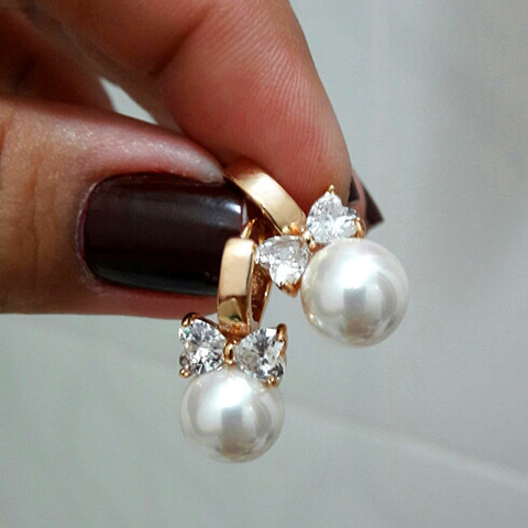 Freshwater Pearls Earrings Women Crystal Gift Hand Made Pearl Earings African Gold Hoops Bijoux Perle Brincs Ouro Kolczyki E0310 ► Photo 1/6
