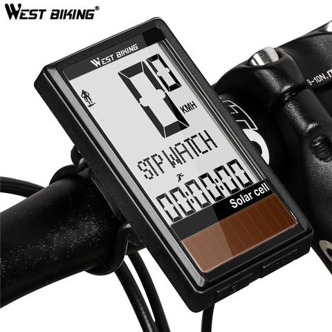 Solar Cell 5 Languages Wireless Bike Computer Auto ON/OFF Cycling Speedometer Odometer Waterproof Backlight Bicycle Stopwatch ► Photo 1/6