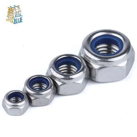 2/5/25pcs M2 M2.5 M3 M4 M5 M6 M8 M10 M12 M16 304 Stainless Steel Black Hex Nylon Insert Lock Nut Self-locking Nylock Nut Locknut ► Photo 1/1