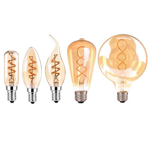 E14 led Dimmable Bulb C35 A60 Spiral Lights Filament Bulb LED  E27 220V 4W 2200K Vintage Lamps Decorative Lighting Edison Lamp ► Photo 1/6