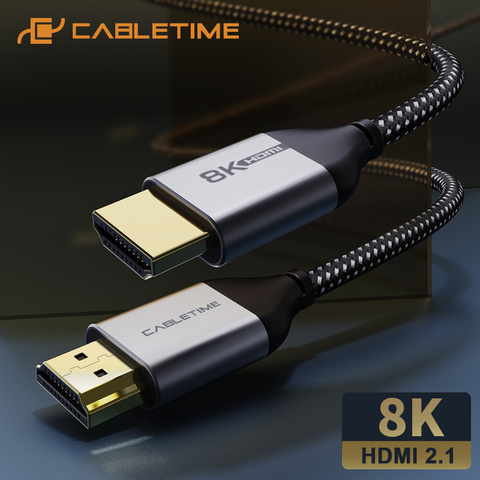 CABLETIME 8K HDMI 2.1 Cable 8K/60Hz 4K/144Hz 48Gbps Ultra-Slim Coaxial HDMI Video Cable for PS4 Macbook Air  HDTVs 8K HDMI C326 ► Photo 1/6