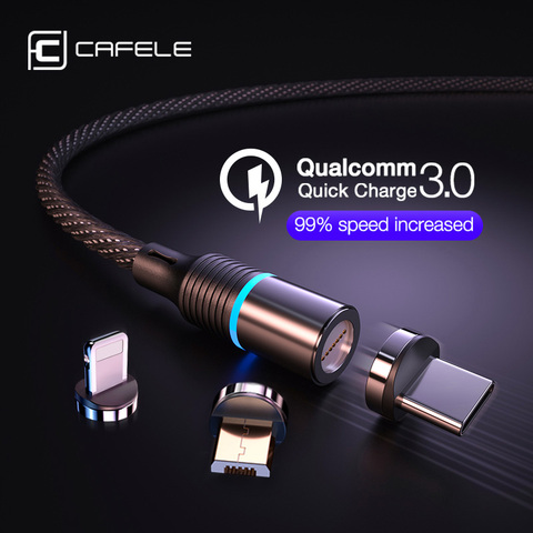 Cafele magnetic charger cable micro usb type c cable for iPhone Fast Charging 3A Wire Cord usb c Phone cable Support data sync ► Photo 1/6
