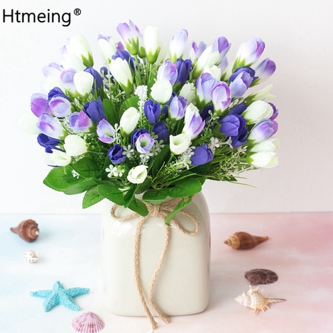 Artificial Crocus Flowers Bouquet Rose Buds flower Silk Flowers Home Wedding Householder Store Decoration ► Photo 1/5