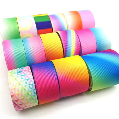 3 yards 10-75mm Gradient Rainbow Grosgrain Ribbon for Wedding Home Decor DIY Gift Wrapping Party Handmade Accessories ► Photo 1/6