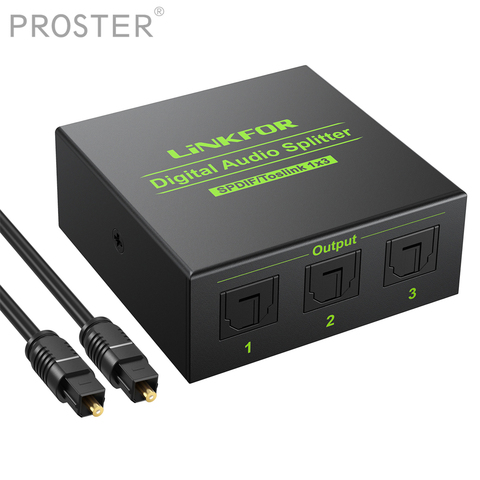 Proster 3 Port SPDIF Toslink Optical Digital Audio Splitter 1x3 converter 1 In 3 Out Support for LPCM 2.0 DTS AC3 DAC for PS3 ► Photo 1/6