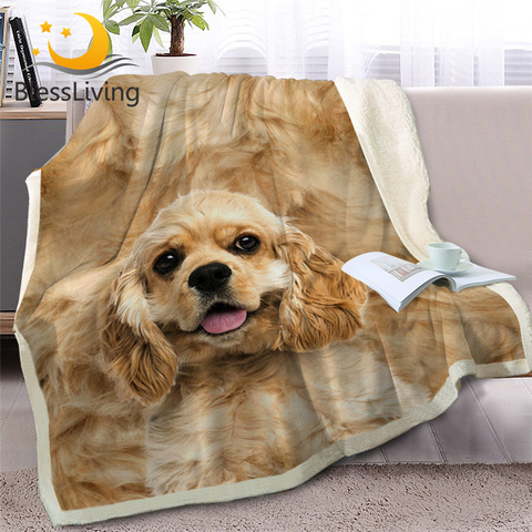 BlessLiving English Cocker Spaniel Sherpa Bed Blanket 3D Animal Dog Throw Blanket Soft Plush Bedspreads Bedding 150x200 Dropship ► Photo 1/1