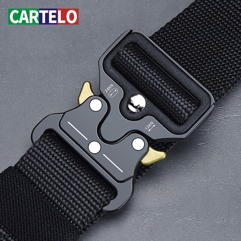 CARTELO Men's belt outdoor hunting metal tactical belt multi-function alloy buckle high quality Marine Corps canvas belt for men ► Photo 1/6