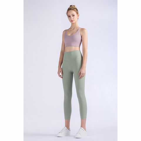 Vnazvnasi 2022 Hot Sale New Arrival Skin-Friendly Female Yoga Leggings Solid Color High Waist Outside Running Pants Calf-Length ► Photo 1/6